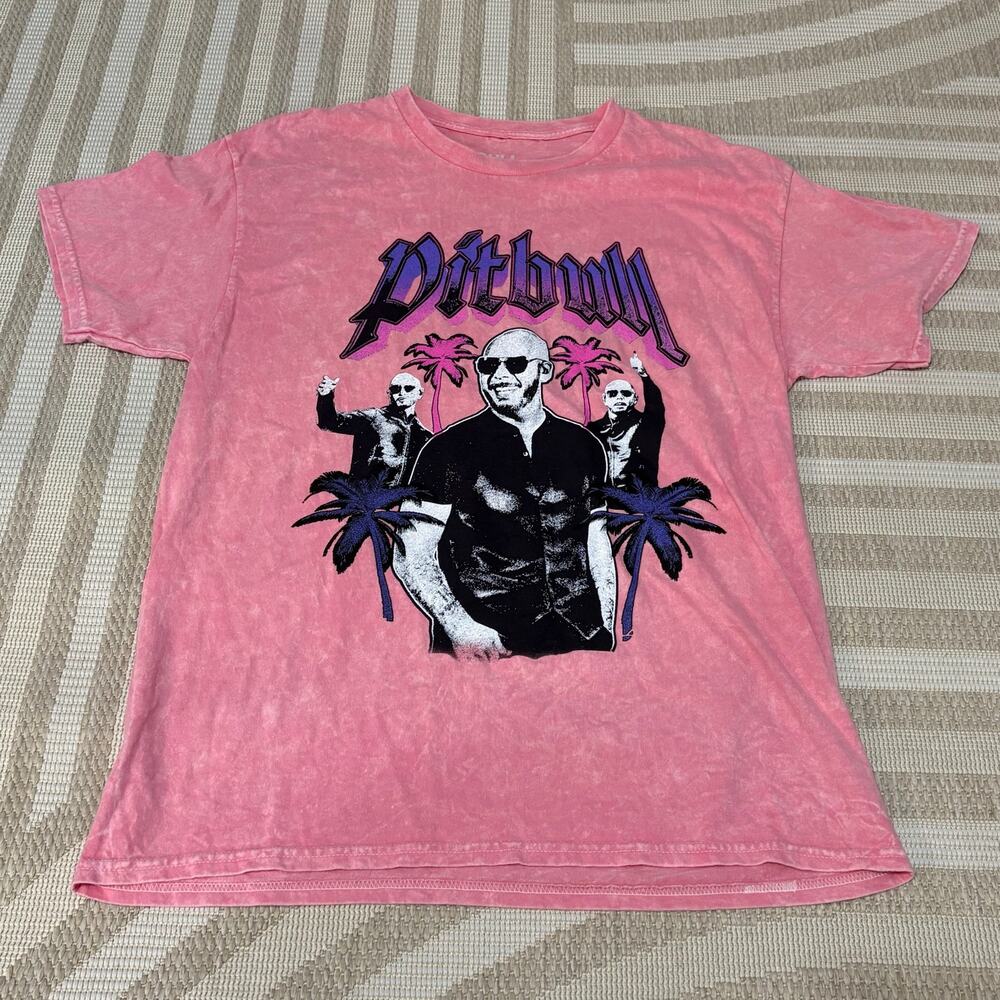 Pitbull Mr. Worlwide Women's Large Pink Graphic T-Shirt New Without Tags